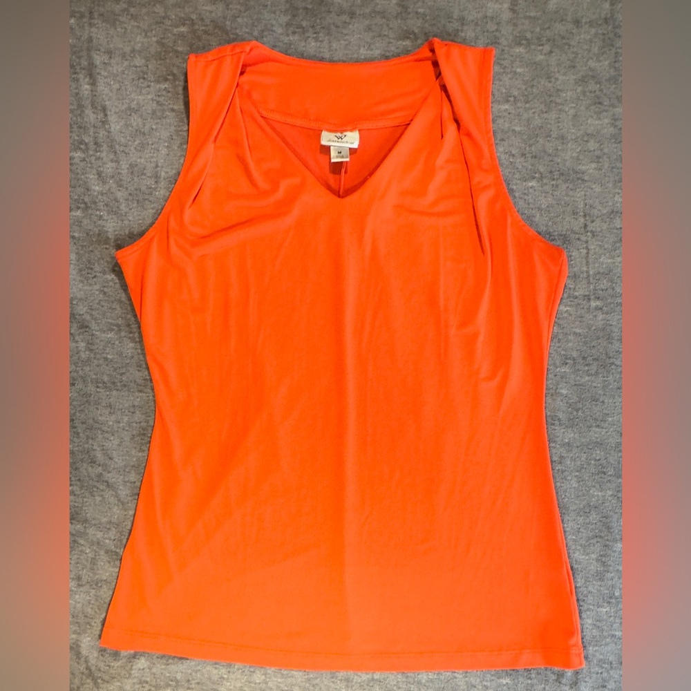 Worthington Bold Orange Sleeveless V-Neck Blouse
